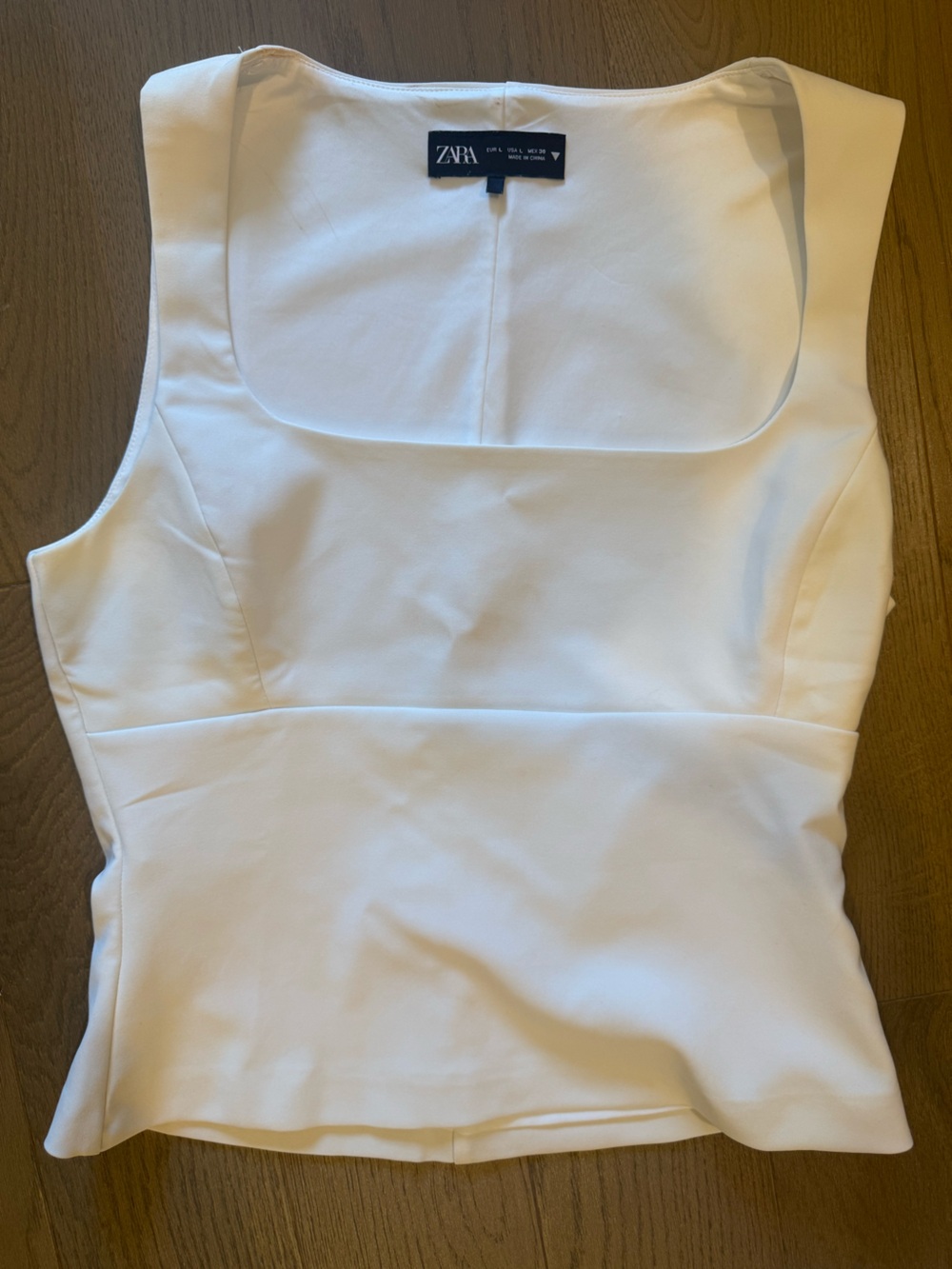 Zara White Square Neck Sleeveless Top